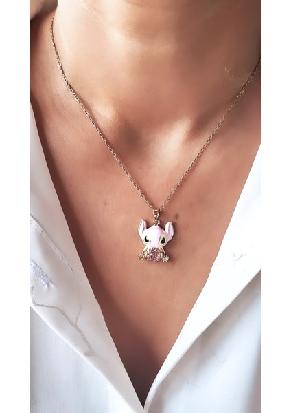 Renkli Mineli Lilo Stitch Çelik Kolye fiyatları