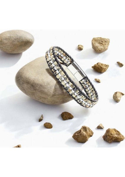 Mestore Dalmaçya Jasper & Hematit Çelik Örgülü Deri Bileklik 31682B22D3 modelleri