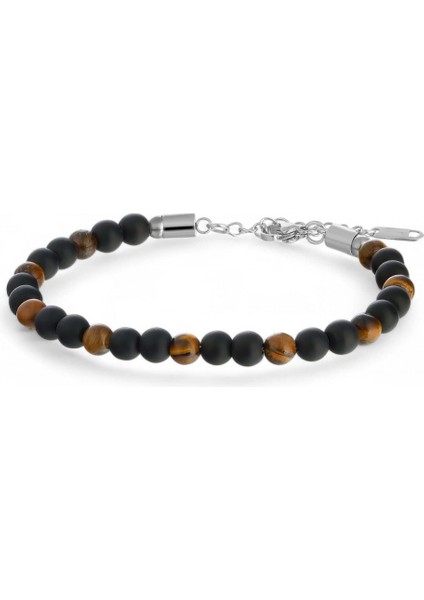 Mestore Kaplangözü ve Oniks Doğal Taşlı Ayarlanabilir Çelik Zincir Bileklik 31682B10D2