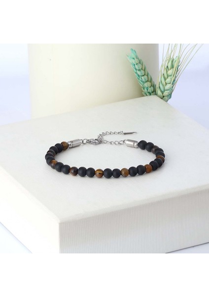 Mestore Kaplangözü ve Oniks Doğal Taşlı Ayarlanabilir Çelik Zincir Bileklik 31682B10D2 modelleri