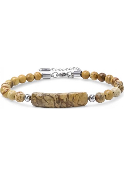 Mestore Odun Jasper Doğaltaş Çelik Halat ve Çelik Klipsli Bileklik 31682B19D3