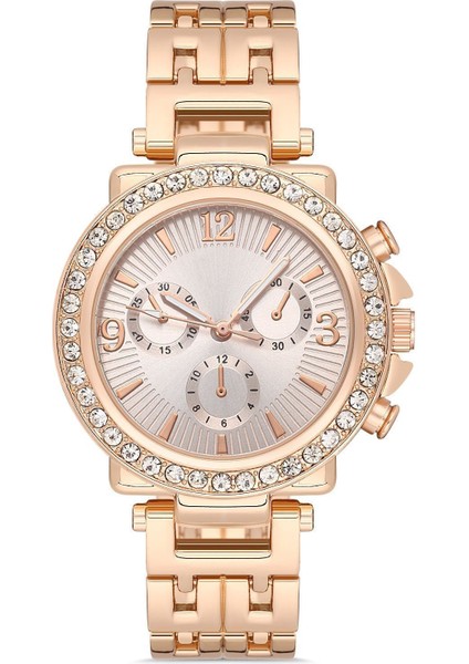 Taşlı Dekoratif Kadran Rose Metal Kadın Kol Saati fiyatları