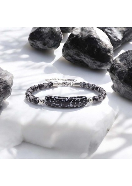 Mestore Snowy Obsidian Doğaltaş Çelik Halat ve Çelik Klipsli Bileklik 31682B19D2 fiyatları