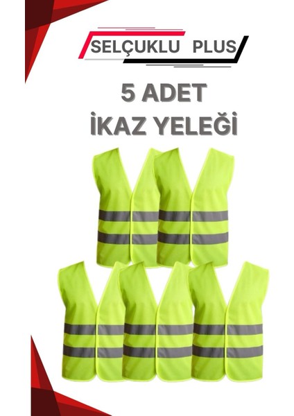 Işçi Ikaz Fosforlu Reflektörlü Yelek 5 Adet Standart