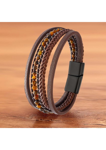 Mestore Kaplan Gözü Doğaltaş ve Deri Bileklik 31682B9D12 fiyatları