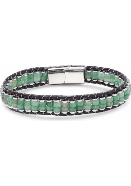 Mestore Yeşil Aventurin & Hematit Çelik Örgülü Deri Bileklik 31682B22D5 fiyatları