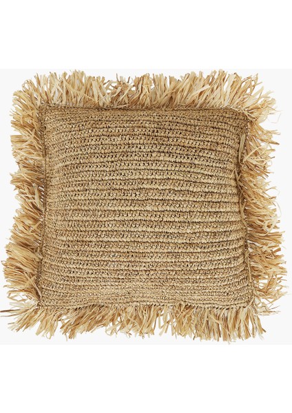 Hasır Püsküllü Kare Kırlent 50 cm