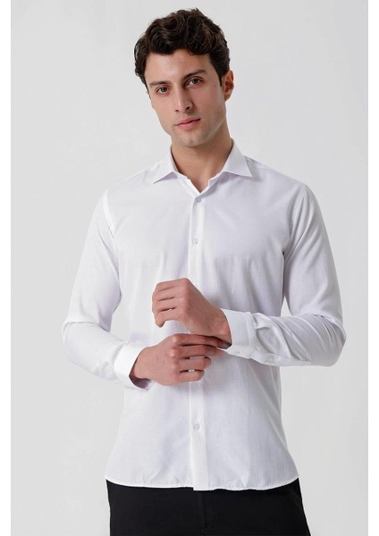 Gk 677 Slim Fit Beyaz Altro Gömlek