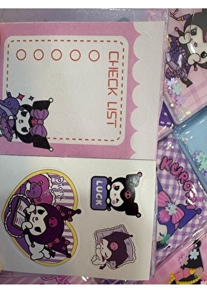 Kuromi, My Melody Mini Sticker ve Not Defteri Sulu Kapak (5 Adet)