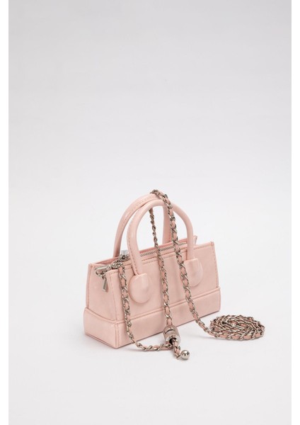 Pembe Ayarlanabilir Kilit Detaylı El Çantası