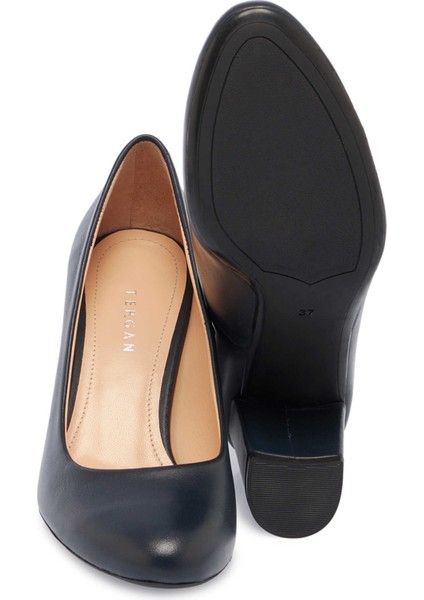 Lacivert Hakiki Deri Kadın Topuklu Ayakkabı - K25I1AY67794-A31 fırsatları