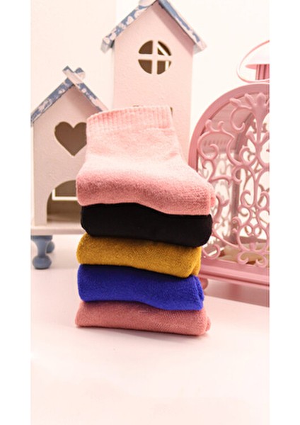5'li Kalın Karışık Renkli Kışlık Kadın Erkek Unısex Ekonomik Termal Havlu Çorap Seti