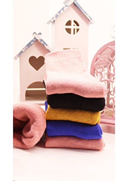 5'li Kalın Karışık Renkli Kışlık Kadın Erkek Unısex Ekonomik Termal Havlu Çorap Seti fırsatları
