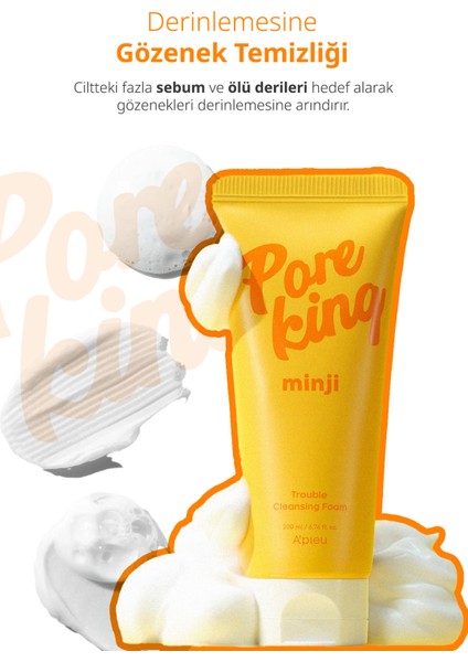 Gözenek Arındıran&Siyah Nokta Karşıtı Temizleme Köpüğü A'PIEU Pore King Minji Trouble Cleansing Foam modelleri