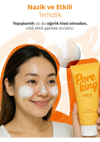 Gözenek Arındıran&Siyah Nokta Karşıtı Temizleme Köpüğü A'PIEU Pore King Minji Trouble Cleansing Foam indirimleri