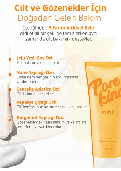 Gözenek Arındıran&Siyah Nokta Karşıtı Temizleme Köpüğü A'PIEU Pore King Minji Trouble Cleansing Foam