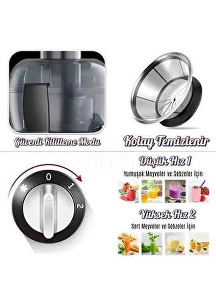 Frutta Katı Meyve Sıkacağı, 500W, 1,5 Lt, Quickclean, Damlama Önleyici Riomi fırsatları
