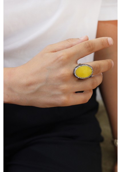 Sarı Aytaşı ve Swaroski Taşlı 925 Ayar Gümüş Kadın Yüzük 201024474 fiyatları