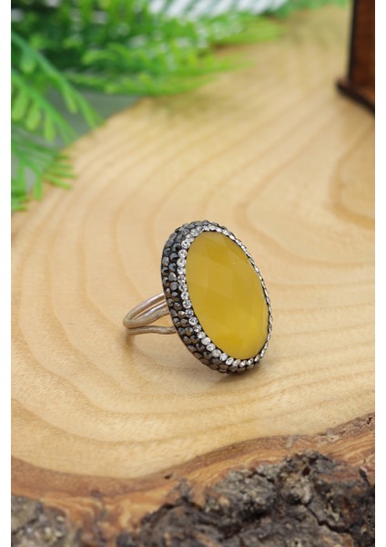 Sarı Aytaşı ve Swaroski Taşlı 925 Ayar Gümüş Kadın Yüzük 201024474 modelleri