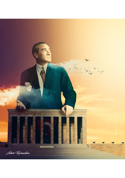 10 Kasım Atatürk'ü Anma Günü,sonsuz Sevgi ve Saygı,okul Etkınlık Kumaşpano 150X200