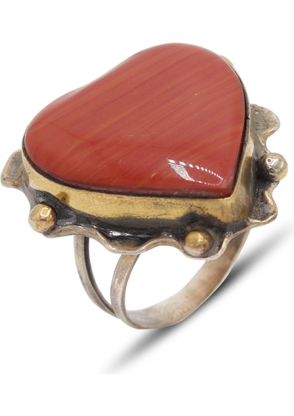 Jasper Taşlı Kalp Model 925 Ayar Gümüş Kadın Yüzük 201024483