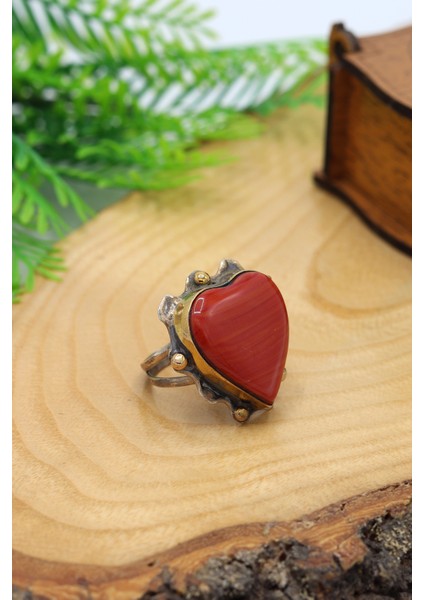 Jasper Taşlı Kalp Model 925 Ayar Gümüş Kadın Yüzük 201024483 modelleri