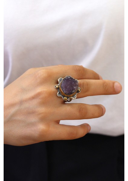 Kök Ametist Taşlı Çekiç İşlemeli 925 Ayar Gümüş Kadın Yüzük 201024484 fiyatları