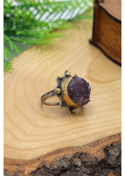 Kök Ametist Taşlı Çekiç İşlemeli 925 Ayar Gümüş Kadın Yüzük 201024484 modelleri