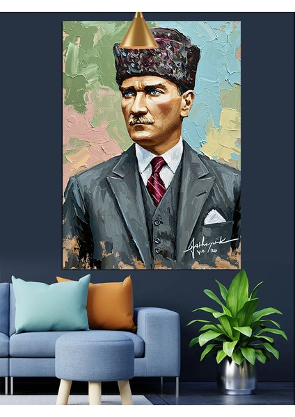 Klasik Mustafa Kemal Atatürk Portresi Dekoratif Kanvas - Mdf Ahşap Tablo