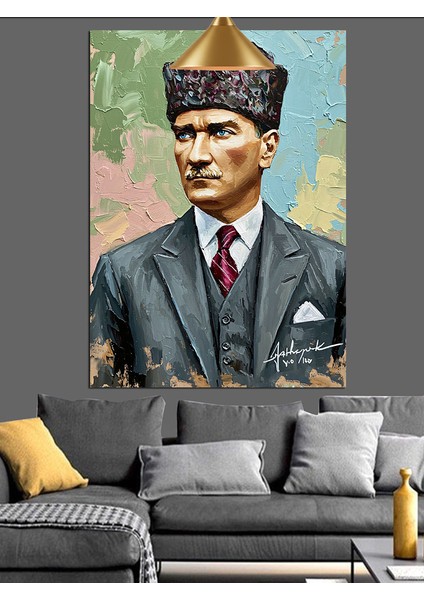 Klasik Mustafa Kemal Atatürk Portresi Dekoratif Kanvas - Mdf Ahşap Tablo modelleri