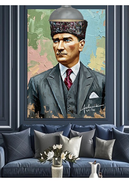 Klasik Mustafa Kemal Atatürk Portresi Dekoratif Kanvas - Mdf Ahşap Tablo fırsatları