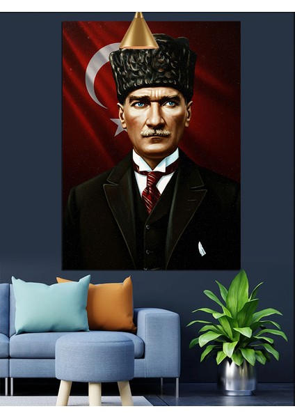 Kırmızı Bayrakve Mustafa Kemal Atatürk Dekoratif Kanvas - Mdf Ahşap Tablo fiyatları