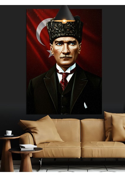 Kırmızı Bayrakve Mustafa Kemal Atatürk Dekoratif Kanvas - Mdf Ahşap Tablo modelleri