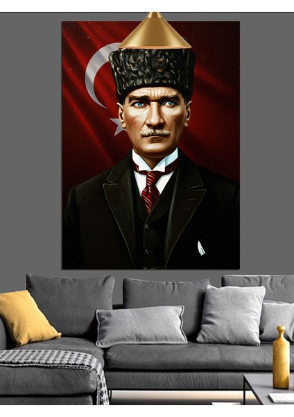 Kırmızı Bayrakve Mustafa Kemal Atatürk Dekoratif Kanvas - Mdf Ahşap Tablo fırsatları