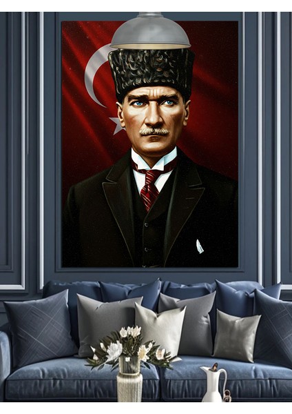 Kırmızı Bayrakve Mustafa Kemal Atatürk Dekoratif Kanvas - Mdf Ahşap Tablo indirimleri
