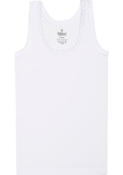 Özkan 0800 10'lu Paket Kız Çocuk Ribana Pamuklu Esnek Rahat Kalın Askılı Yakası Brode Papatya Detaylı Atlet fiyatları