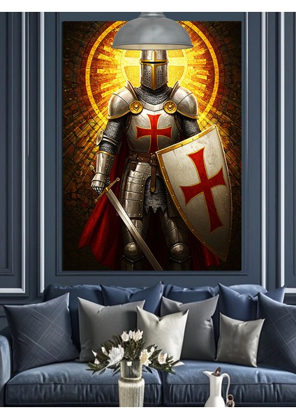 Parlayan Zırhlı Şövalye Dekoratif Kanvas - Mdf Ahşap Tablo