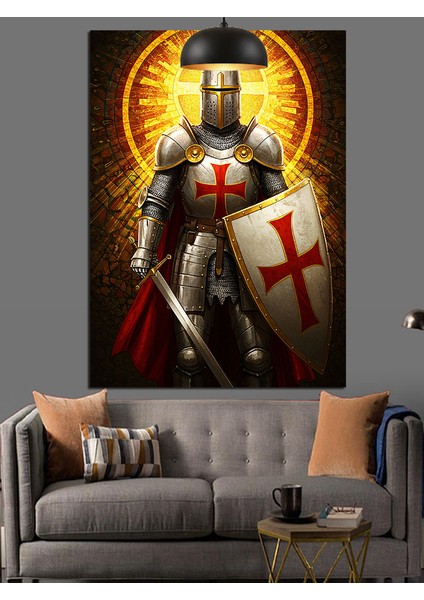 Parlayan Zırhlı Şövalye Dekoratif Kanvas - Mdf Ahşap Tablo fiyatları