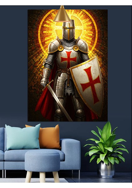 Parlayan Zırhlı Şövalye Dekoratif Kanvas - Mdf Ahşap Tablo modelleri