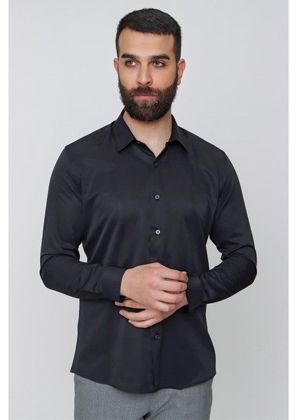 Gk 635 Siyah Klasik Gömlek