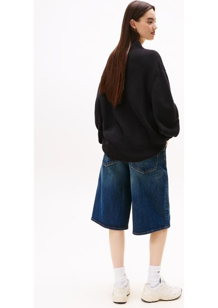 Kadın Yarım Balıkçı Yaka Pamuklu Triko Kazak – Siyah fırsatları