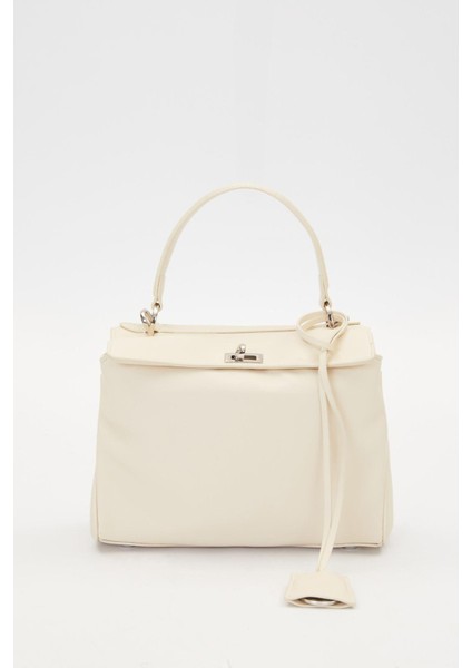 Krem Metal Tokalı El Çantası