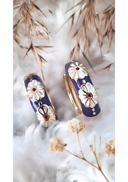 Renkli Saten Mineli Pirinç Kaplama Zamak Küpe