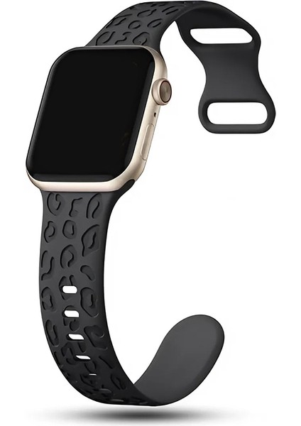 Apple Watch 10 42MM – 6 7 8 9 10 Se Uyumlu 38-40-41MM Leopar Desenli 2'li Silikon Kordon Seti modelleri