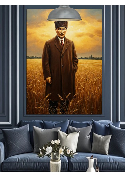 Mustafa Kemal Atatürk Tarlada Dekoratif Kanvas - Mdf Ahşap Tablo fiyatları