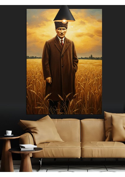 Mustafa Kemal Atatürk Tarlada Dekoratif Kanvas - Mdf Ahşap Tablo indirimleri