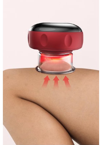 Şarjlı Vakumlu Anti Vantuz Işık Isıtma Bardak Hacamat Kupa Masaj Aleti