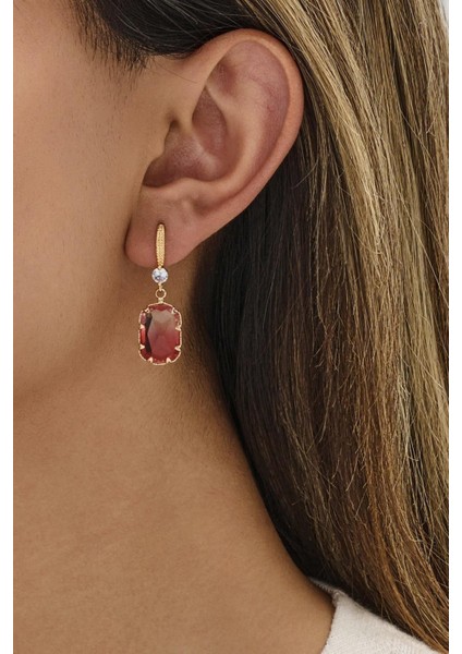 Kırmızı Taşlı Sallantılı Zarif Küpe fiyatları