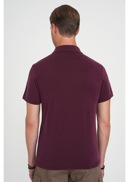 Comfort Fit Polo Yaka Modal Karışım Kısa Kol Casual Mürdüm Tişört Ts 903 indirimleri