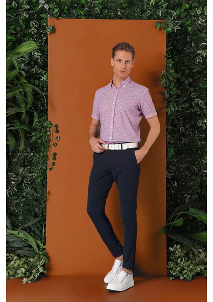 Slim Fit Yan Cepli Düz Esnek Casual Lacivert Pantolon P 1144 modelleri